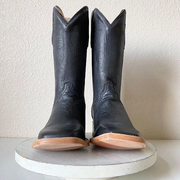 NEW Capitan Mens Cowboy Boots FT WORTH Rivercrest 9D Black Leather Square Toe - Picture 5 of 10